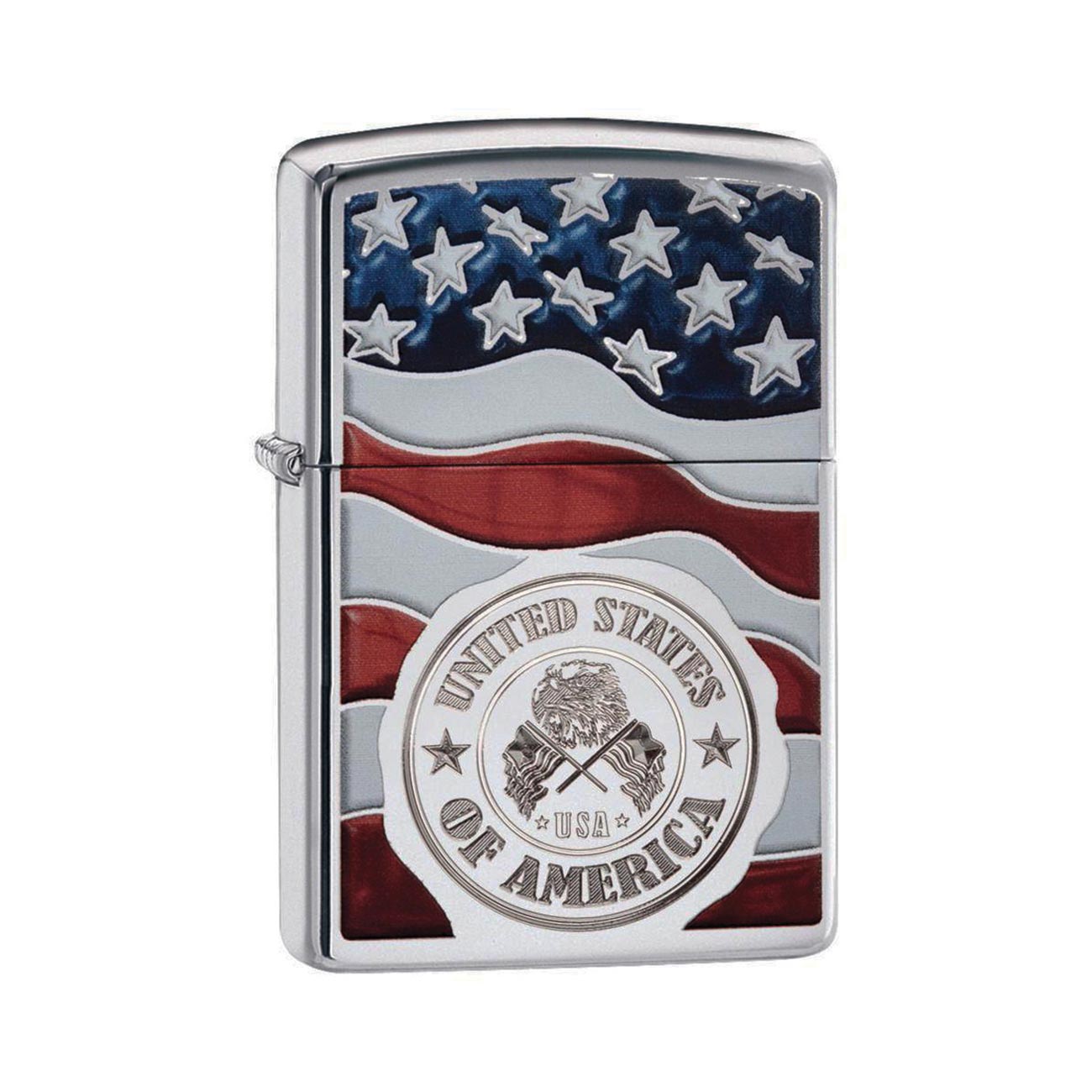 ZIPPO 【新品・未使用・正規品】ZIPPO ジッポー American Stamp On Flag High Polish Chrome USA アメリカ 国旗 29395....